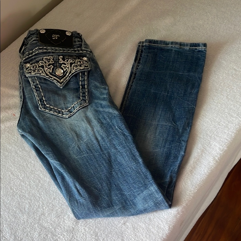 Miss Me Blue Boot Cut Jeans with Embellished Details